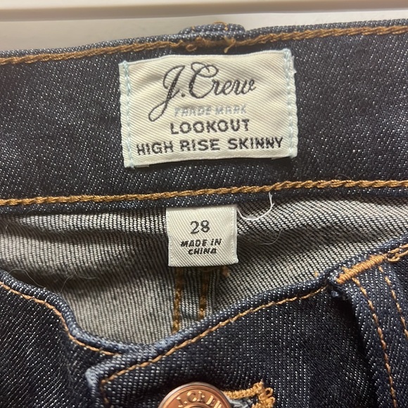 J Crew women’s dark wash skinny high rise jeans.  Size 28. - Picture 2 of 3